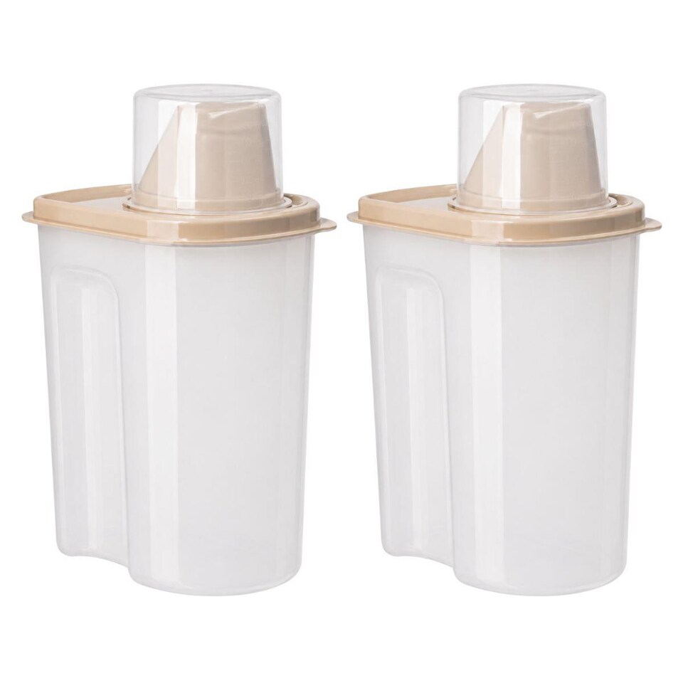image 1 of Pack of 2 1.7L Laundry Detergent Containers With Measuring Cups