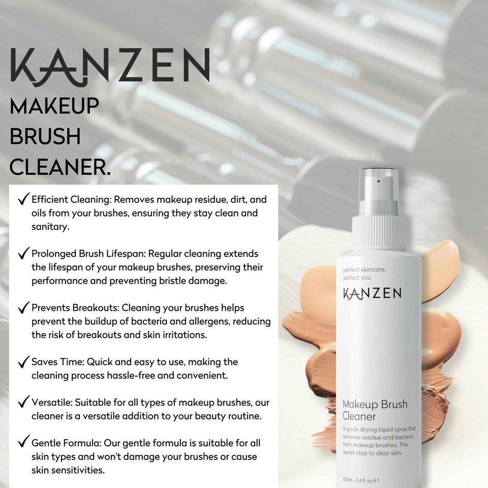 image 1 of Kanzen Skincare Makeup Brush Cleaner 100ml