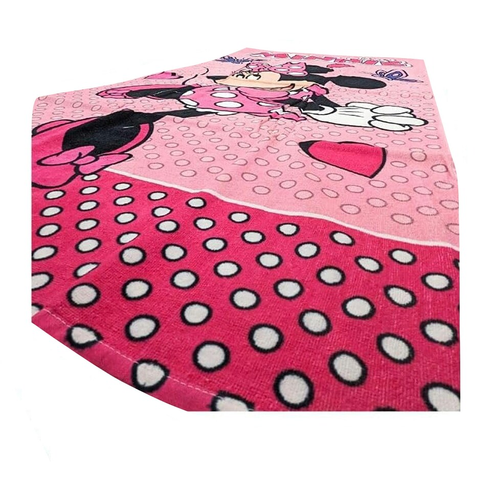 image 1 of Disney Spotty Minnie Mouse Cotton Bath Towel - Pink/Blue/White - One Size