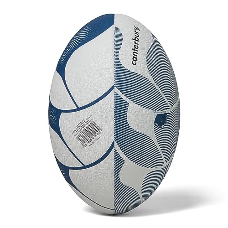 image 1 of Canterbury Unisex Thrillseeker Play Rugby Ball | Standard Grip | Training Ball, White/Blue, 5
