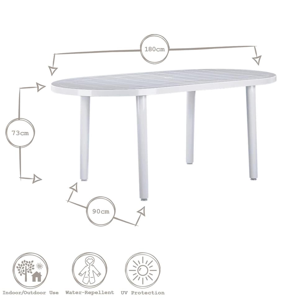 image 1 of Resol 6 Seater Brava Oval Plastic Garden Dining Set - 90cm x 180cm - White | White | White