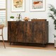 image 4 of COSTWAY Buffet Sideboard Modern 4-Door Storage Cabinet Brown Brown