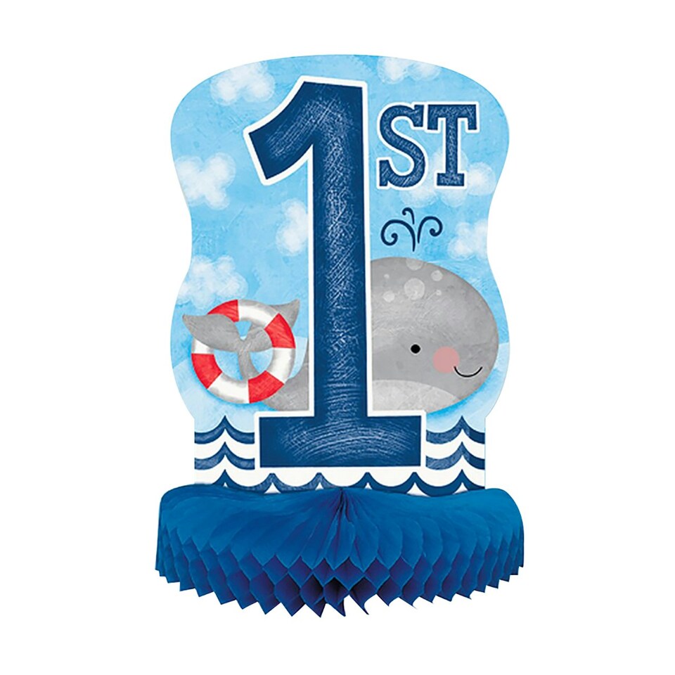 image 1 of Unique Party Nautical 1st Birthday Honeycomb Centrepiece - Multicolour - 14 inches