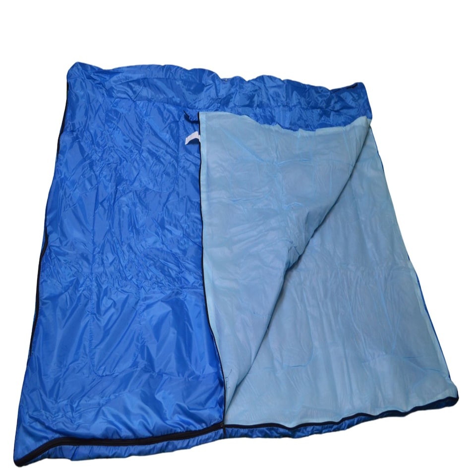 image 1 of Double / 2 Person Camping Sleeping Bag with Zip & Stuff Sack | Blue | Blue