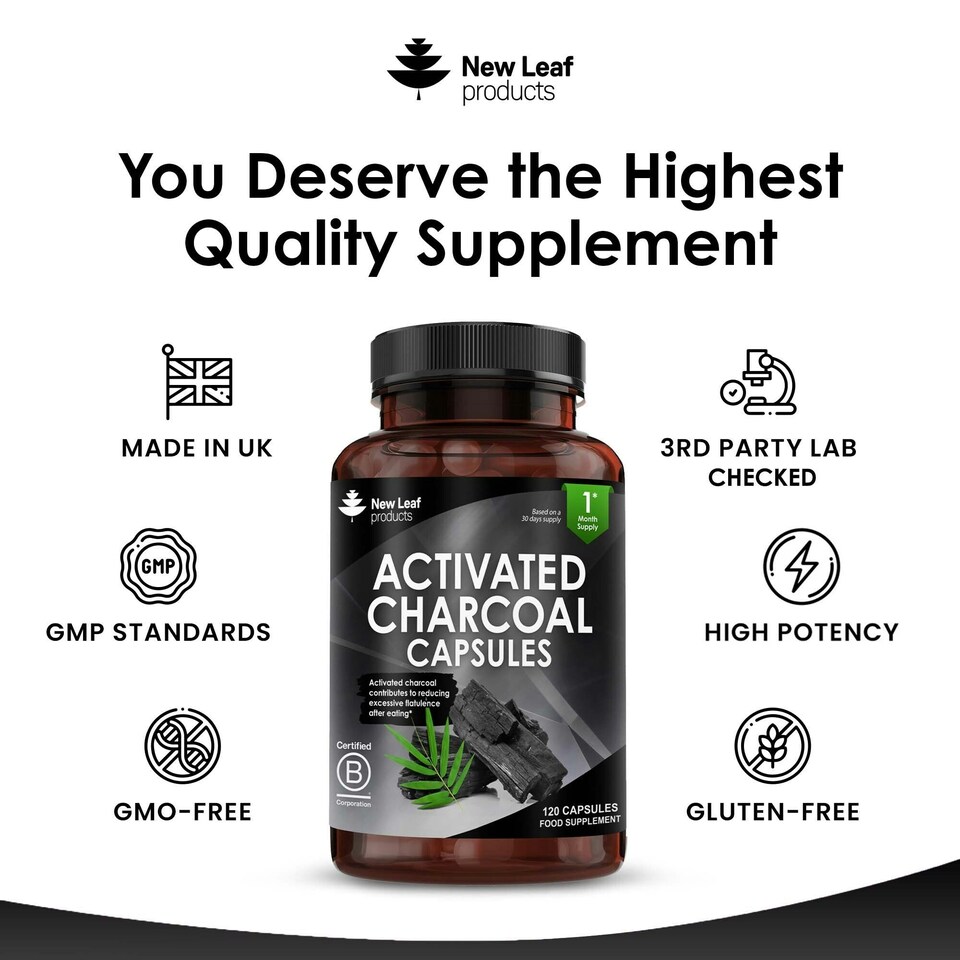 image 1 of Activated Charcoal Capsules - 1040mg P/S 120 Fill