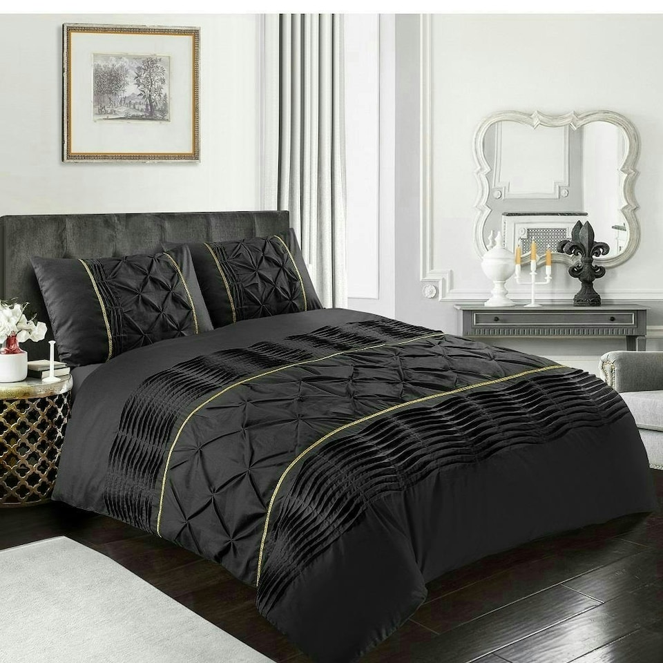 image 1 of Eleanor Duvet Cover Set - Double - Black