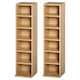 image 1 of HOMCOM 204 CD Media Display Shelf Unit Set of 2 Blu-Ray Tower Rack w  Adjustable Shelves Bookcase Storage Organiser, Natural Wood Colour