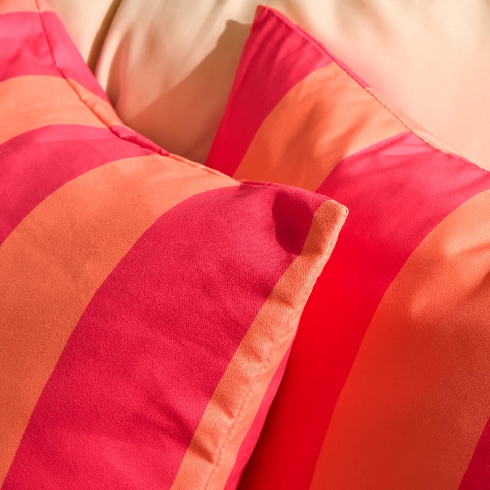 image 1 of OHS 2 x Stripe Garden Cushion Covers Outdoor Water Resistant | Multi | Orange/Pink