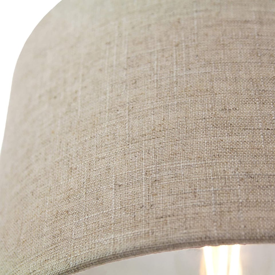 image 1 of Contemporary and Classic Natural Dark Beige Oatmeal Linen Fabric 16" Lamp Shade | Cream | Oatmeal | 1