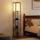 image 8 of HOMCOM Modern Floor Lamp Light with 3 Shelves Fabric Lampshade, Rustic Brown | Brown | Rustic Brown