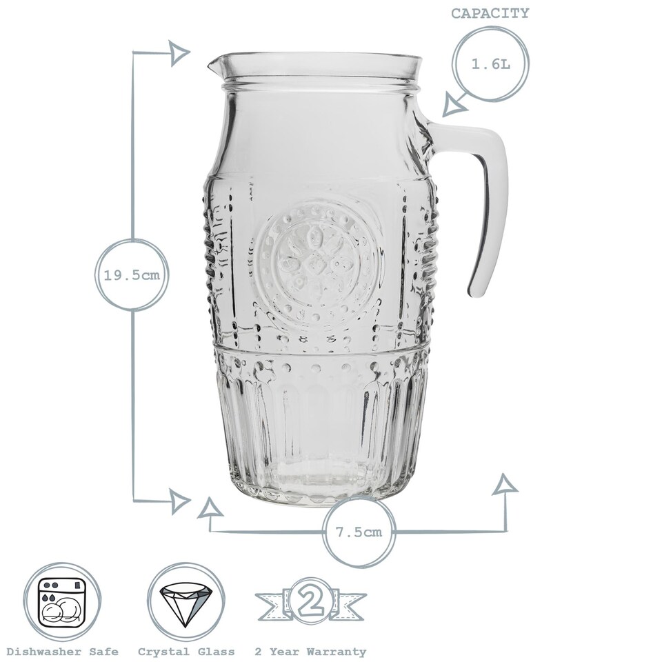 image 1 of Bormioli Rocco Romantic Glass Water Jug - 1.8 Litre - Clear