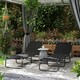 image 2 of Outsunny 2 Piece Reclining Chaise Lounge with Adjustable Backrest Black | Black