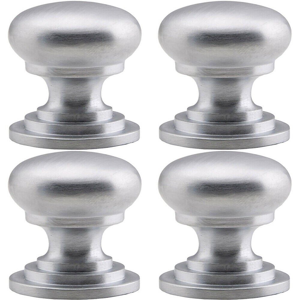 Loops 4x Victorian Round Cupboard Door Knob 38mm Dia Satin Chrome Cabinet Handle