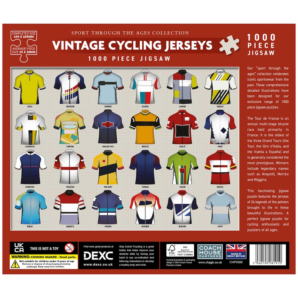 image 1 of Coach House Partners Vintage Cycling Jerseys 1000 Piece Jigsaw