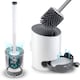 image 4 of Nicoman Round White Toilet Brush & Holder With Silicone Head with Dry Pad