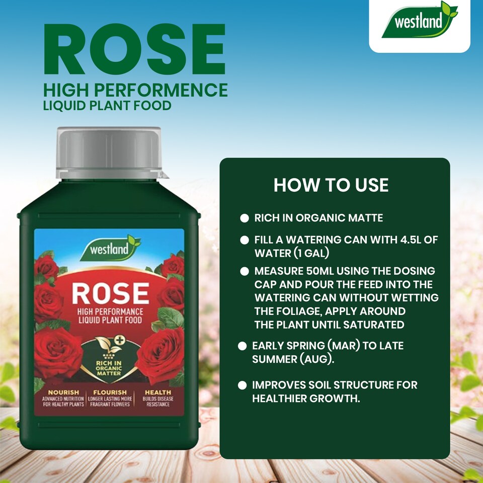 image 1 of Westland Rose High Performance Plant Food Liquid 1L & Granular 3kg Horse Manure Enriched Feed for Healthy Vibrant Roses