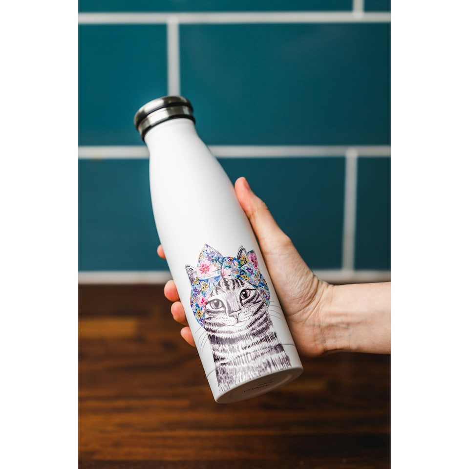 image 1 of Mikasa Water Bottle Cat Stainless Steel 500ml Multi | One Size