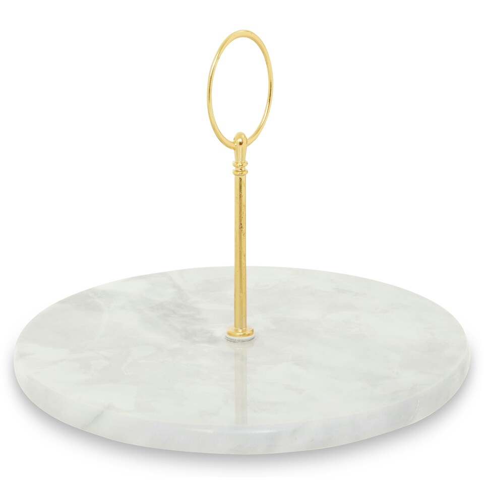 image 1 of Salerno Grey Marble Cake Stand With Gold Handle Grey