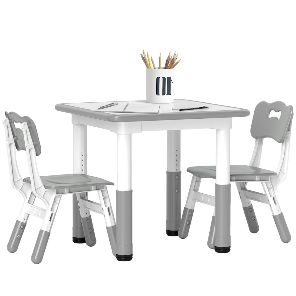 image 1 of AIYAPLAY 3 Pcs Height Adjustable Kids Table and Chair Set for Playroom Pink