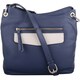image 1 of Genuine Soft Leather Cross Body Shoulder Contrast Pocket Handbag Blue | Navy