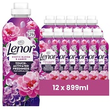 Lenor | Exotic Bloom and Amber Fabric Conditioner 29 Wash | 348 Washes x 12 Bottles | 10788ml