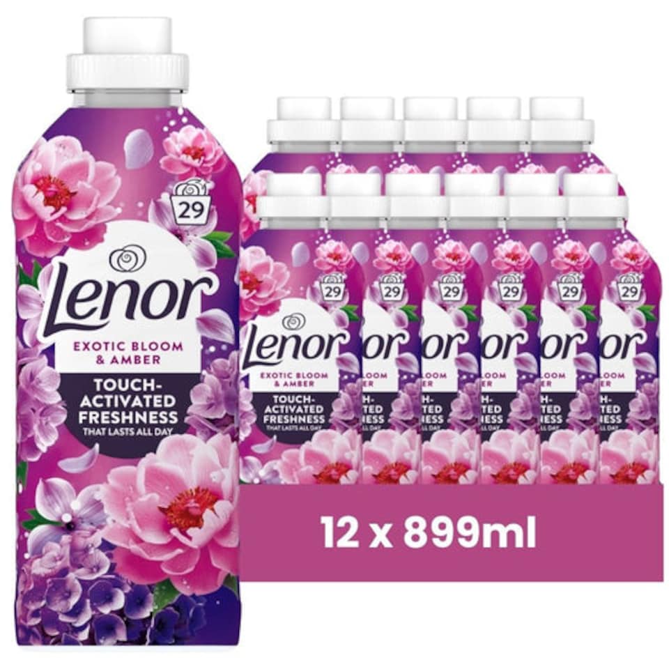 Lenor | Exotic Bloom and Amber Fabric Conditioner 29 Wash | 348 Washes x 12 Bottles | 10788ml