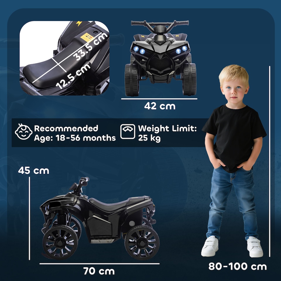 image 1 of AIYAPLAY 6V Kids ATV, Battery Powered Ride on Car for Ages 18-56 M, Black