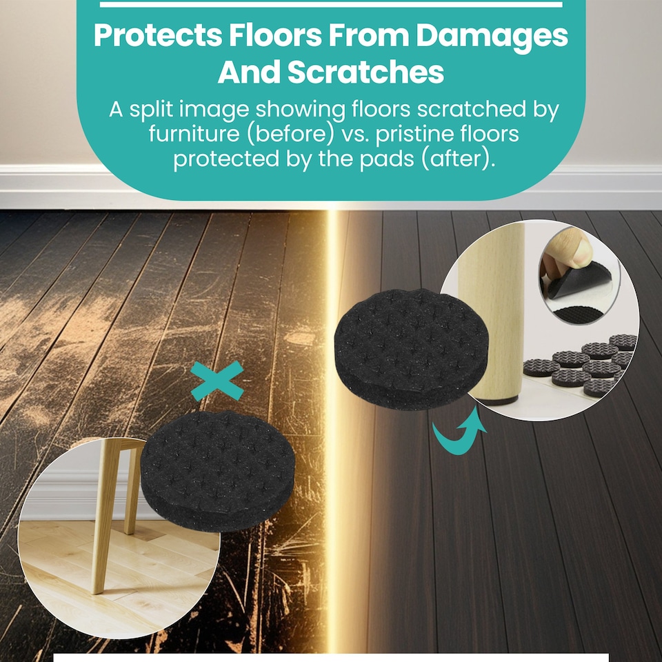 image 1 of 22mm Black Round Foam Furniture Pads, Floor Protectors - 2pcs