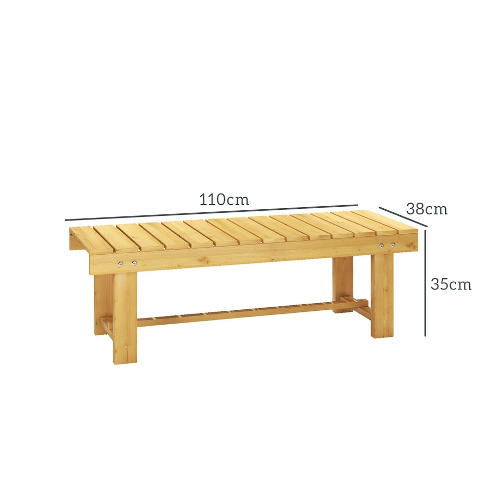 image 1 of Outsunny 1.1M Outdoor Garden Bench Patio Loveseat Fir Wood 2 Person