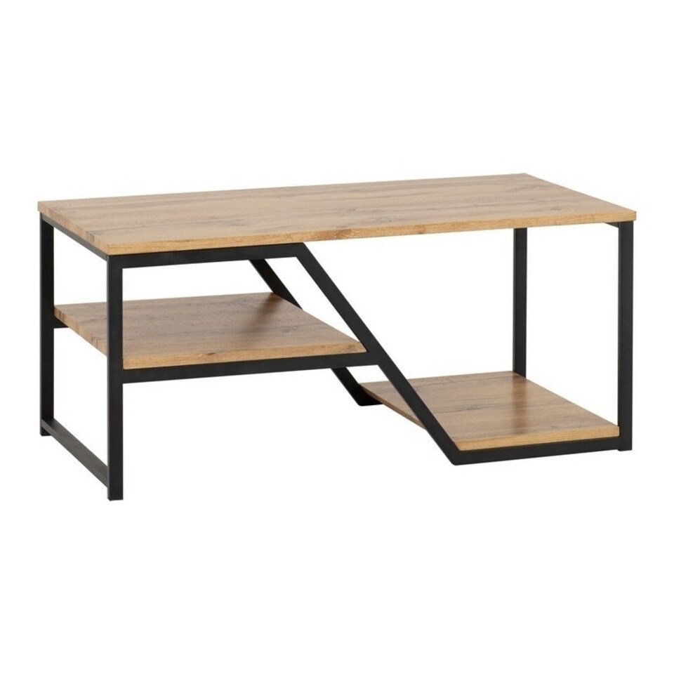 image 1 of Durham Coffee Table - L50 x W100 x H45 cm - Light Oak Effect/Black Brown