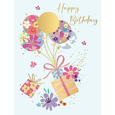 Words 'n' Wishes Traditional Open Birthday Card for a Female, Friend Birthday Card, Multi-Coloured 197 x 152 mm