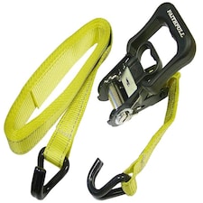 Faithfull Ratchet Tie-Downs J Hook 5M X 32Mm Breaking Strain 1320Kg/Dan 2 Piece