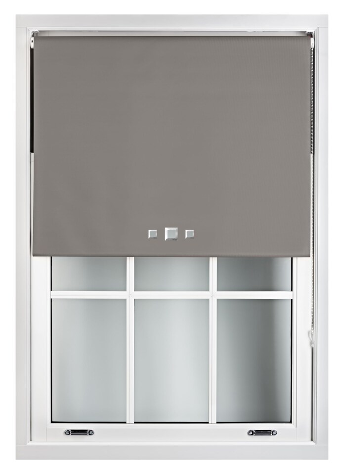 image 1 of FURNISHED Blackout Roller Blinds with Triple Square Eyelets Cut to Size Easy Fit Window Shade | Grey | Dark Grey | (W) 180cm x (L) 210cm
