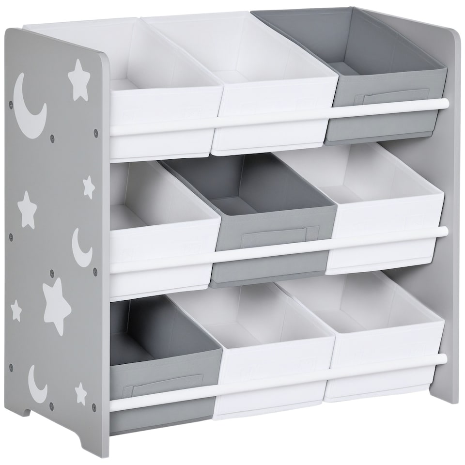image 1 of ZONEKIZ Storage Unit w/ 9 Removable Storage Baskets for Nursery Playroom - Grey Blue