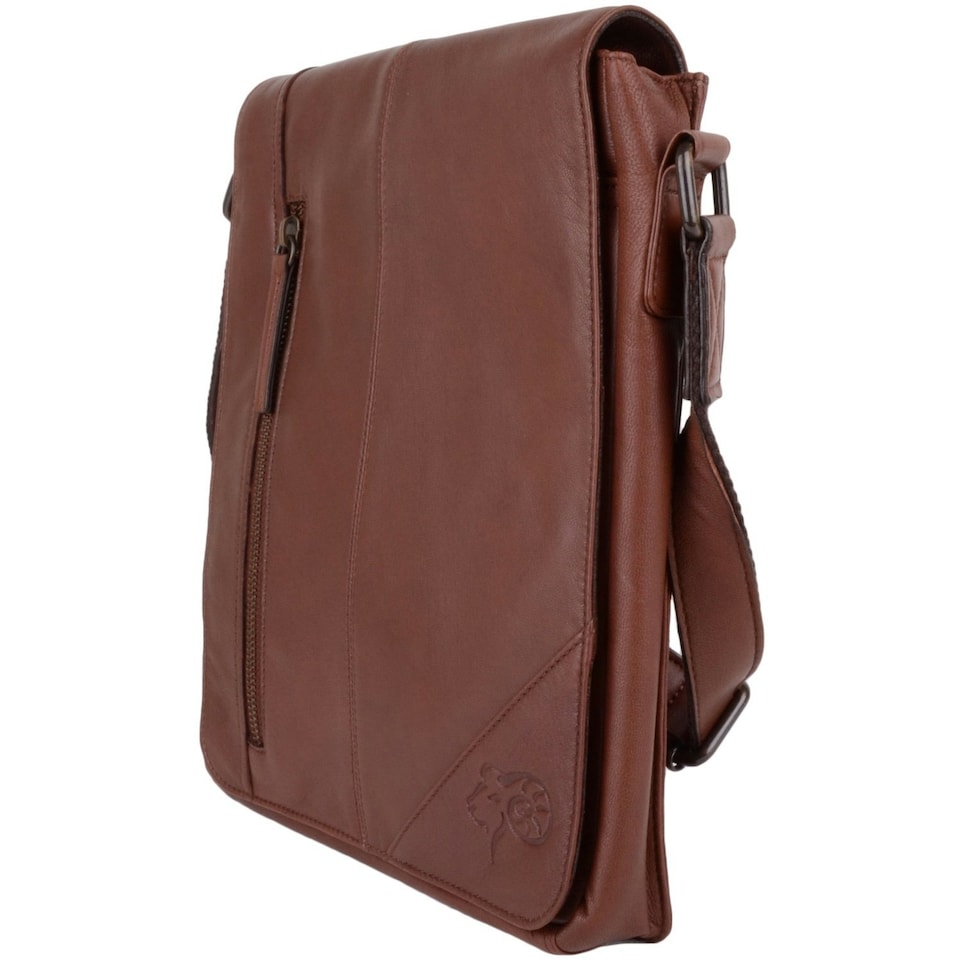 image 1 of Super Soft Premium Leather Messenger Bag Brown | Tan