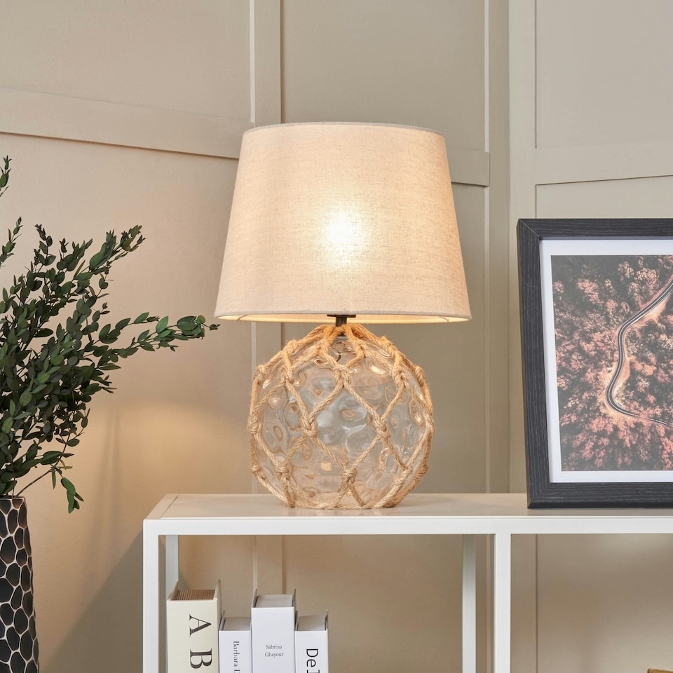 image 1 of BHS Lucy Buoy Style Glass Table Lamp, Clear