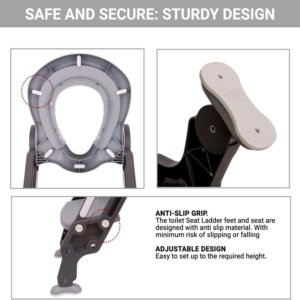 image 1 of Straame Toddler Toilet Training Ladder, Adjustable Potty Seat (Grey-White)
