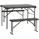 image 1 of Outsunny Folding Picnic Table with 2 Benches, 3Piece Portable Garden Furniture Set for 4, Dining Table Set with Plastic Top, Steel Frame, Dark Grey | Grey | 1
