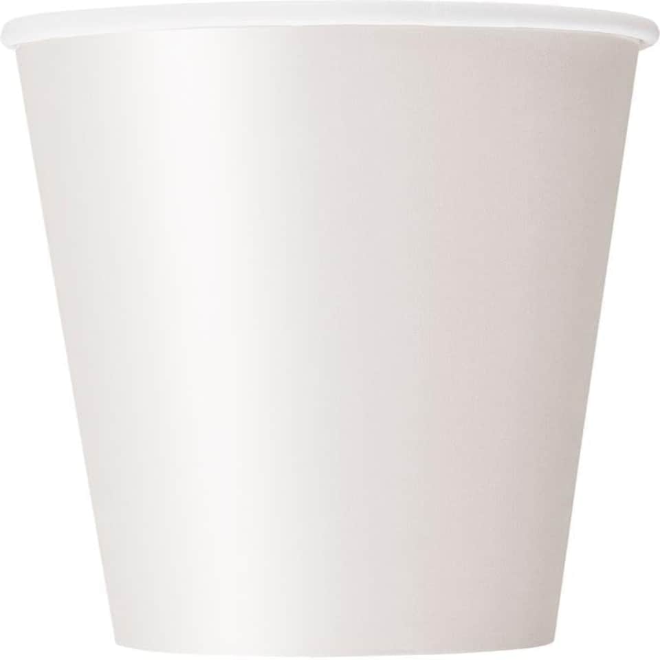 8 BRIGHT WHITE 9OZ CUPS -  UNIQUE N/A