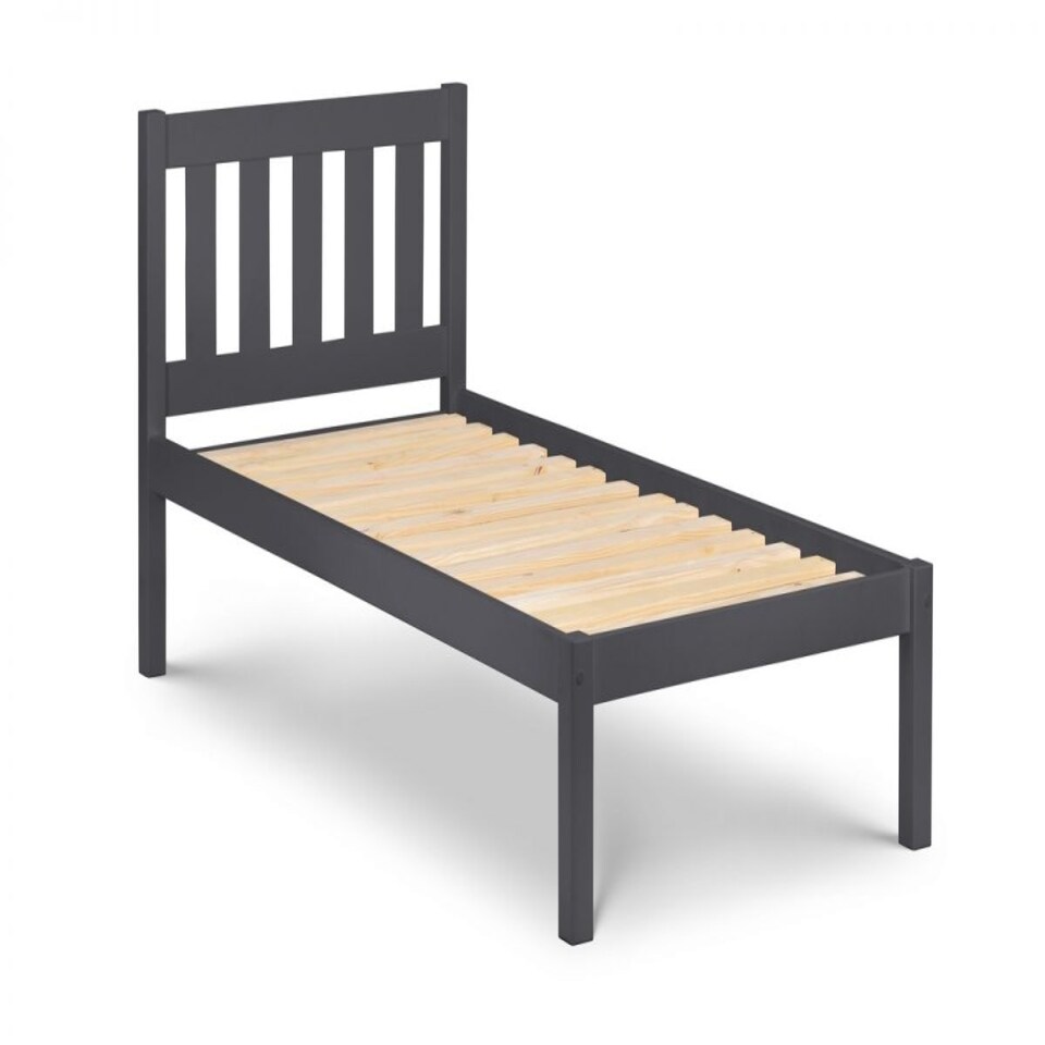 image 1 of Anthracite Lacquer Solid Pine Low Foot End Bed - Double 4ft 6" (135cm)