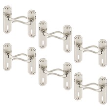 Constance Metal Lever Latch Door Handles Set Rose Internal, External | Silver | 6x Satin Nickel Keyhole