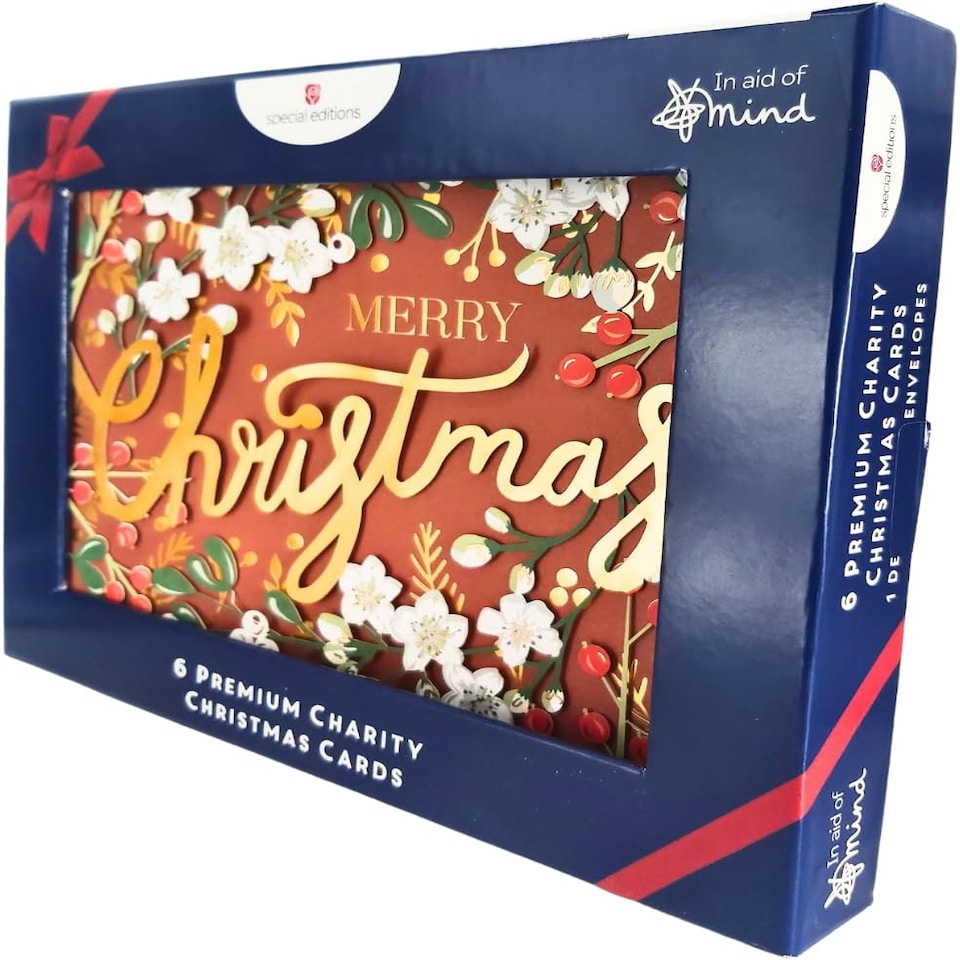 image 1 of Box of 6 Premium Die Cut Mind Charity Christmas Cards Mental Health Charities