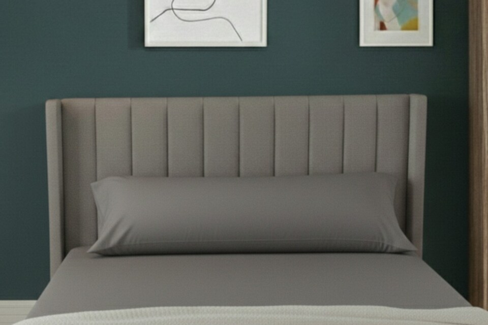 image 1 of Bolster Support Pillow Pillowcase Plain Dyed Pillow Linen Easy Care | Grey