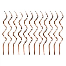 Rose Gold Curly Birthday Candles with Holders - Pack of 12