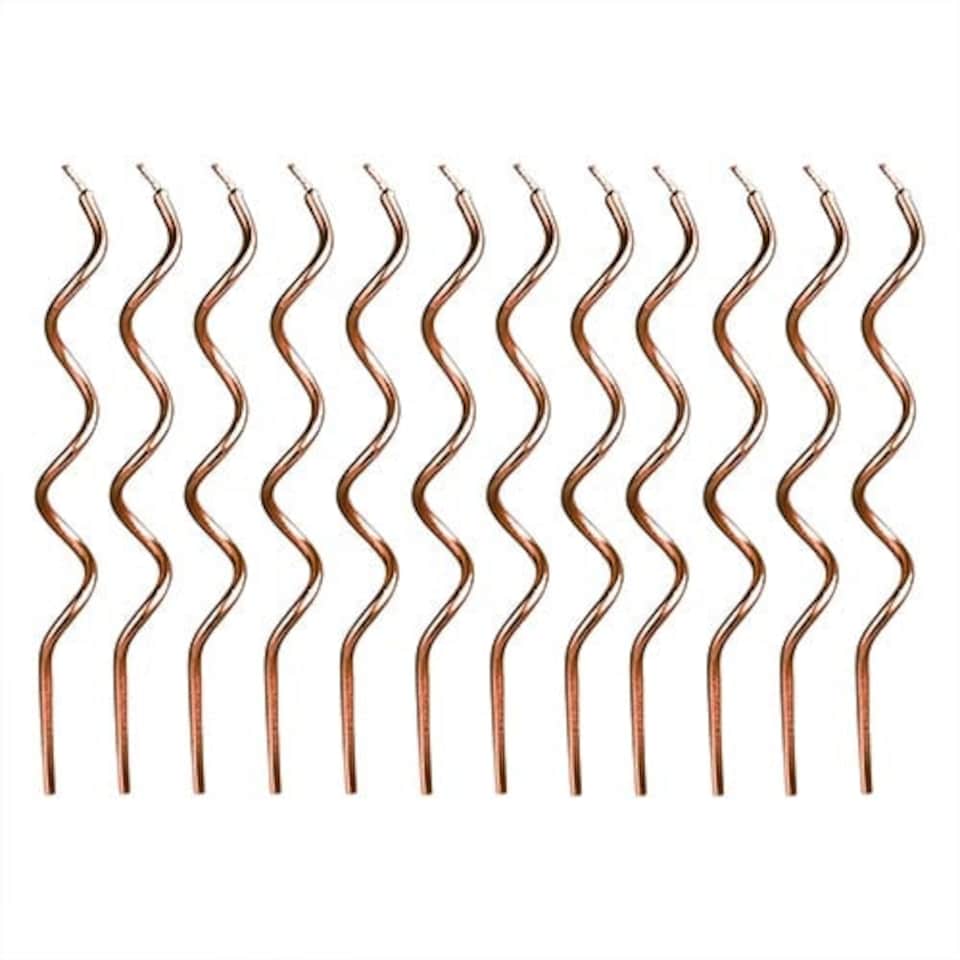image 1 of Rose Gold Curly Birthday Candles with Holders - Pack of 12