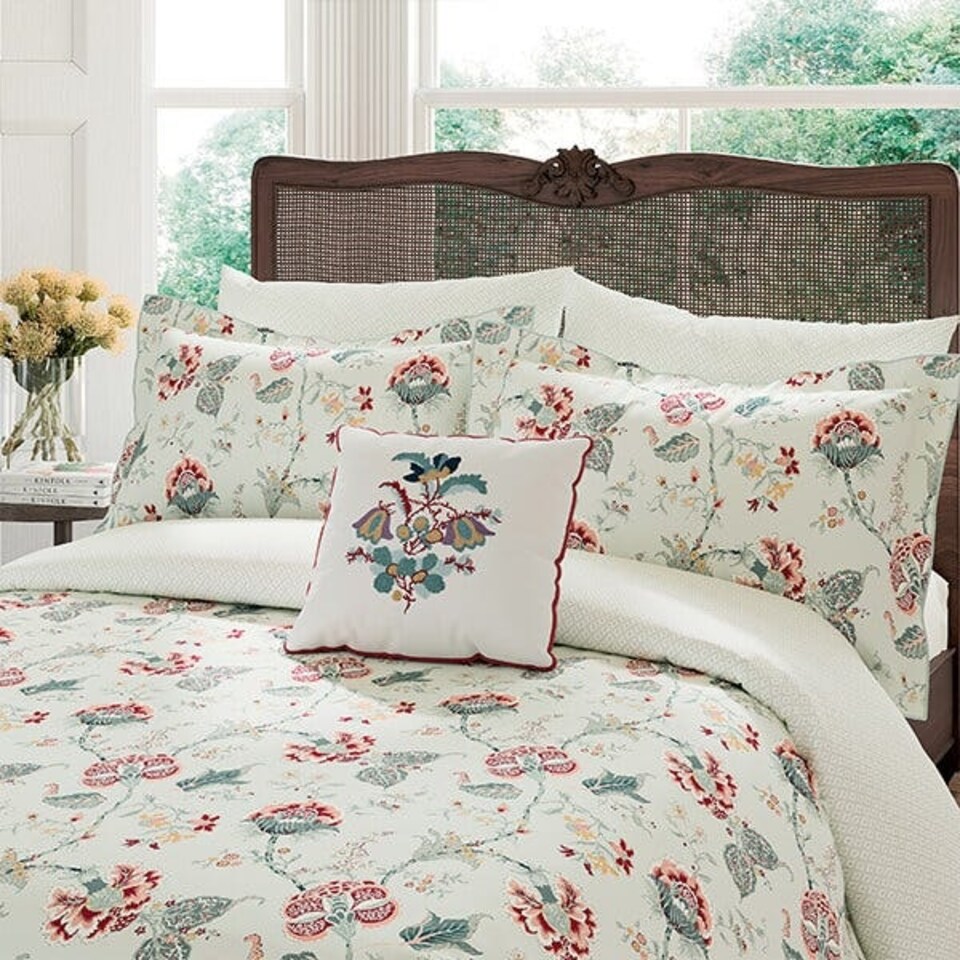 image 1 of V&A Bloom Cushion 45X45cm Duck Egg Teal