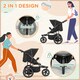 image 3 of HOMCOM Foldable Three-Wheeler Baby Stroller w/ Sun Canopy, Storage