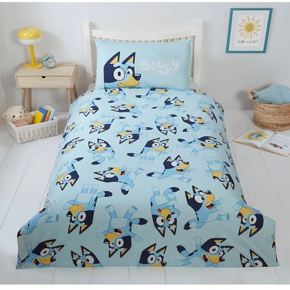 image 1 of BLUEY Single Duvet Set Reversible Bedding Featuring Bluey & Bingo Blue | orange | Single