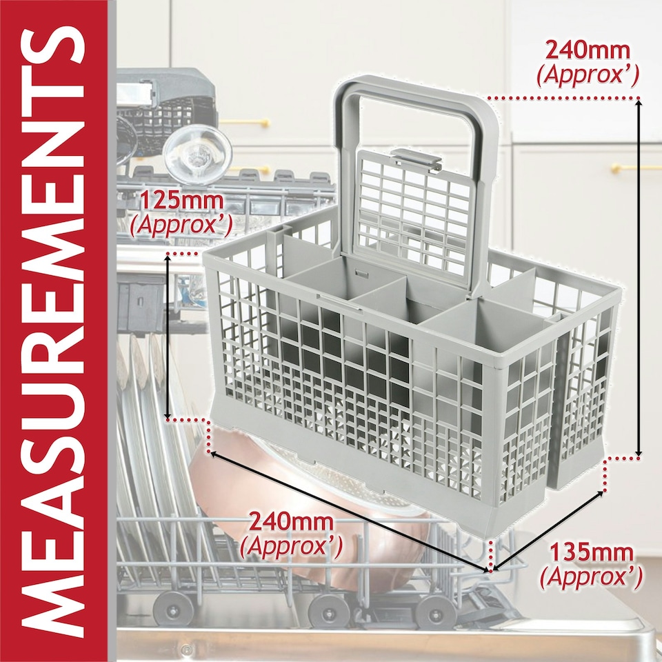image 1 of SPARES2GO Cutlery Basket Caddy Cage for Bosch Dishwasher (Removable Handle, 240mm)
