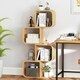 image 6 of COSTWAY 4-TierS-Shaped Bookcase, Bamboo Bookshelf Brown